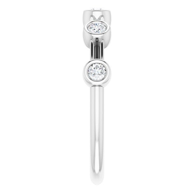Bezel Set Round Diamond Wedding Band 5 Stone Anniversary Ring-VIRABYANI